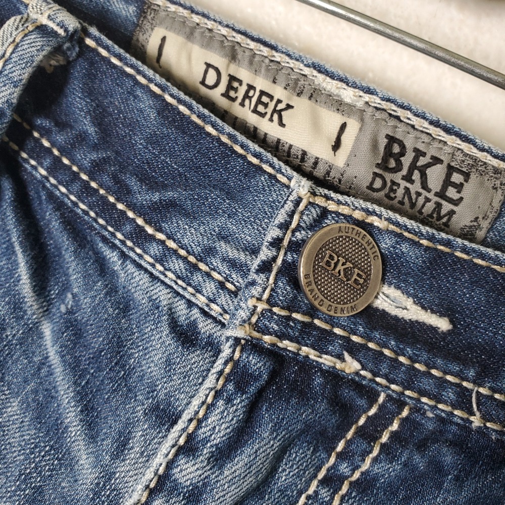 BKE Derek Straight Leg Distressed Stretch Denim Jeans Men's Size 31S - Picture 11 of 12